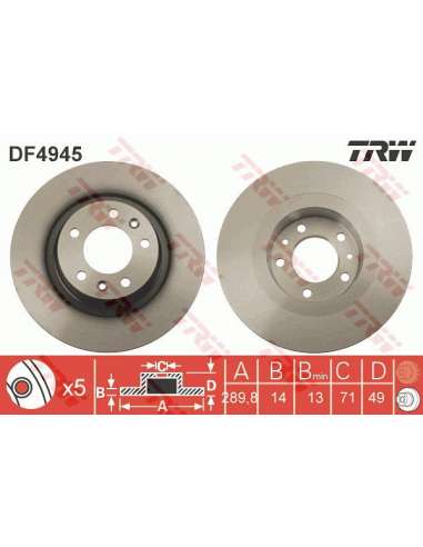 Disco de freno Trw DF4945 - TRW JGO DISCOS FRENO