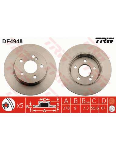 Disco de freno Trw DF4948 - TRW JGO DISCOS FRENO