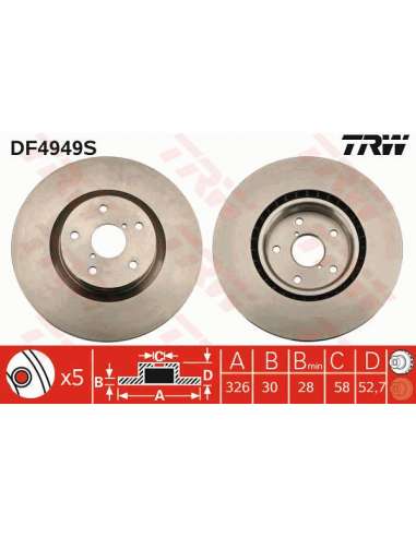 Disco de freno Trw DF4949S - TRW DISCO FRENO