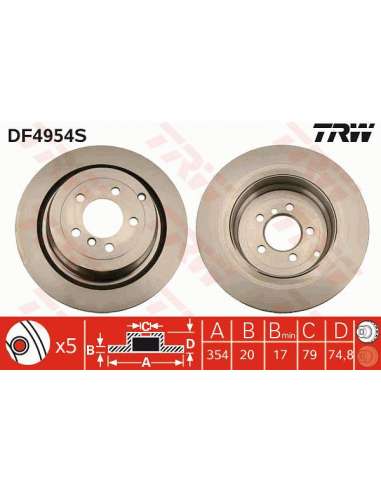 Disco de freno Trw DF4954S - TRW DISCO FRENO