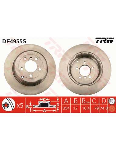 Disco de freno Trw DF4955S - TRW DISCO FRENO