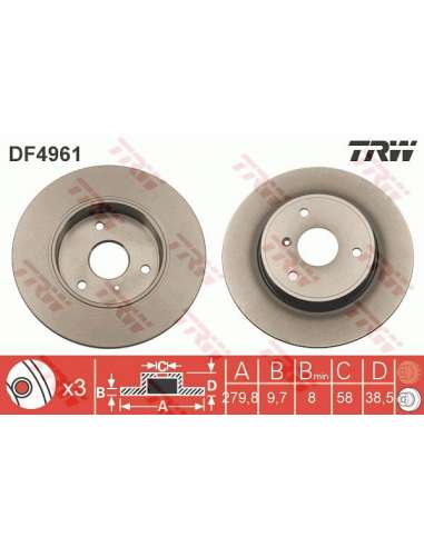 Disco de freno Trw DF4961 - TRW JGO DISCOS FRENO