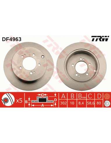 Disco de freno Trw DF4963 - TRW JGO DISCOS FRENO