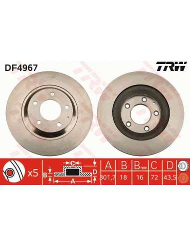 Disco de freno Trw DF4967 - TRW JGO DISCOS FRENO