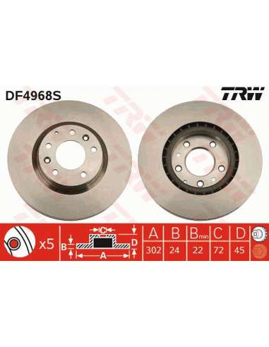 Disco de freno Trw DF4968S - TRW DISCO FRENO