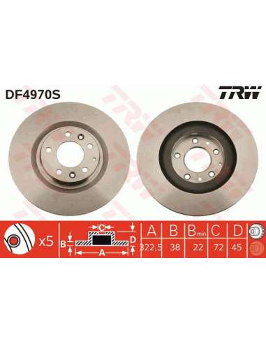 Disco de freno Trw DF4970S - TRW DISCO FRENO