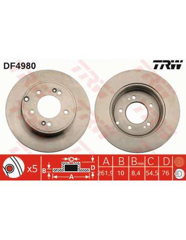 Disco de freno Trw DF4980 - TRW JGO DISCOS FRENO