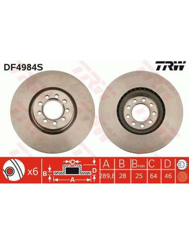 Disco de freno Trw DF4984S - TRW DISCO FRENO