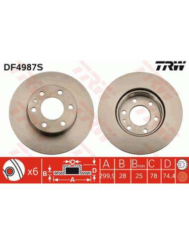 Disco de freno Trw DF4987S - TRW DISCO FRENO