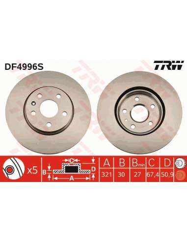 Disco de freno Trw DF4996S - TRW DISCO FRENO