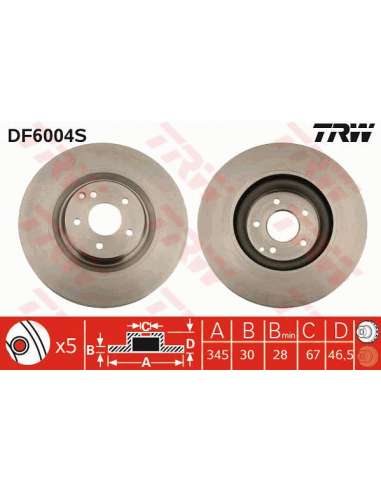 Disco de freno Trw DF6004S - TRW DISCO FRENO PROEQUIP