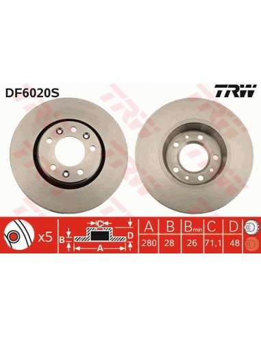 Disco de freno Trw DF6020S - TRW DISCO FRENO PROEQUIP