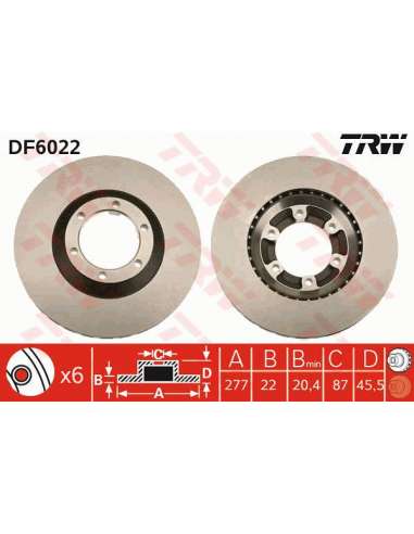 Disco de freno Trw DF6022 - TRW JGO DISCOS FRENO PROEQUIP