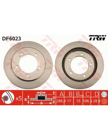 Disco de freno Trw DF6023 - TRW JGO DISCOS FRENO PROEQUIP