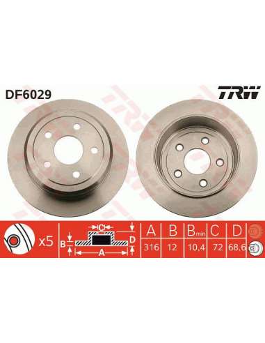 Disco de freno Trw DF6029 - TRW JGO DISCOS FRENO PROEQUIP