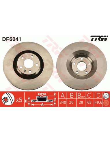 Disco de freno Trw DF6041S - TRW DISCO FRENO PROEQUIP