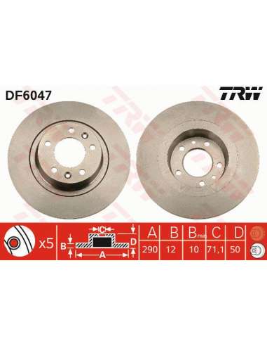 Disco de freno Trw DF6047 - TRW JGO DISCOS FRENO PROEQUIP