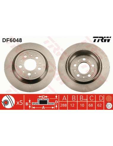 Disco de freno Trw DF6048 - TRW JGO DISCOS FRENO PROEQUIP