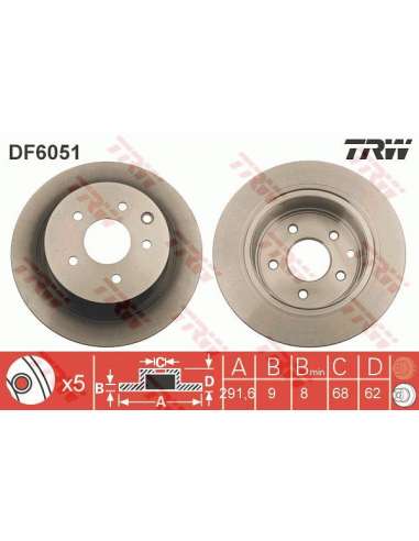 Disco de freno Trw DF6051 - JGO DISCOS DE FRENO O PROEQUIP