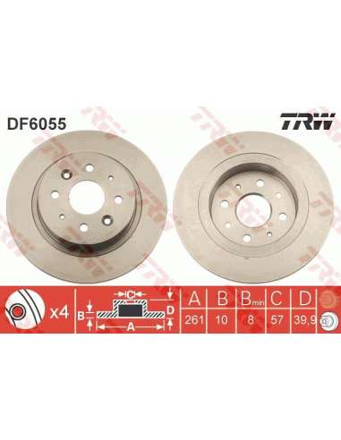 Disco de freno Trw DF6055 - TRW JGO DISCOS FRENO PROEQUIP