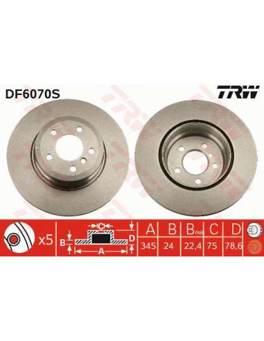 Disco de freno Trw DF6070S - TRW DISCO FRENO PROEQUIP