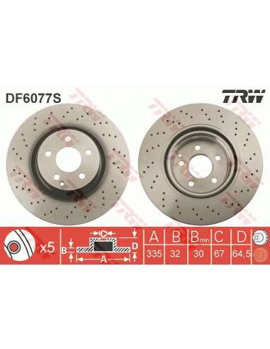 Disco de freno Trw DF6077S - TRW DISCO FRENO PROEQUIP