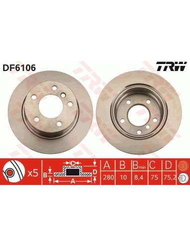 Disco de freno Trw DF6106 - TRW JGO DISCOS FRENO PROEQUIP