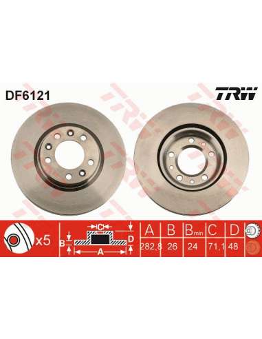 Disco de freno Trw DF6121 - TRW JGO DISCOS FRENO PROEQUIP