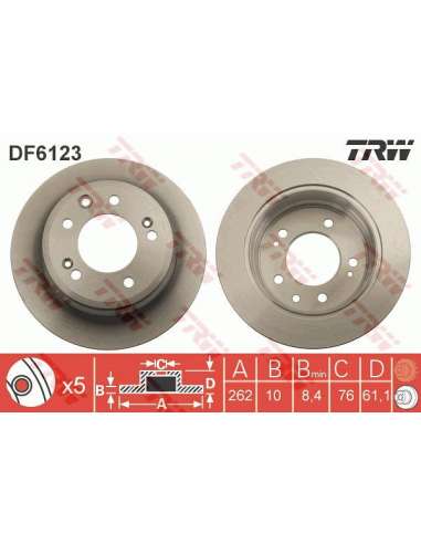 Disco de freno Trw DF6123 - TRW JGO DISCOS FRENO PROEQUIP