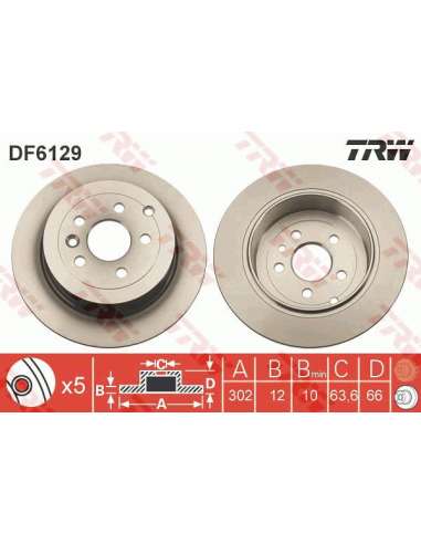 Disco de freno Trw DF6129 - TRW JGO DISCOS FRENO PROEQUIP