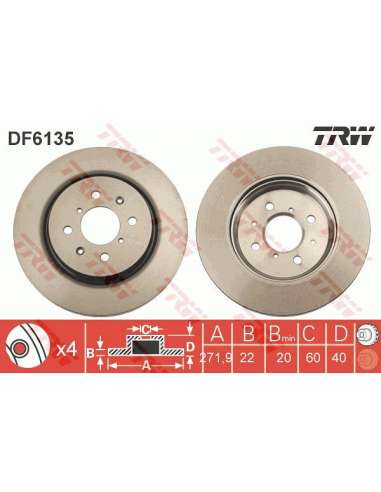 Disco de freno Trw DF6135 - TRW JGO DISCOS FRENO PROEQUIP