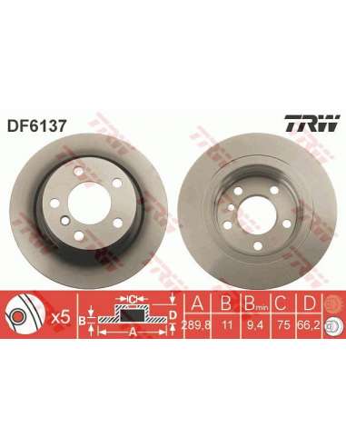 Disco de freno Trw DF6137 - TRW JGO DISCOS FRENO PROEQUIP