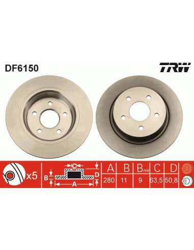 Disco de freno Trw DF6150 - TRW JGO DISCOS FRENO PROEQUIP