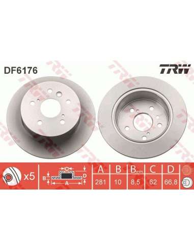 Disco de freno Trw DF6176 - TRW JGO DISCOS FRENO PROEQUIP