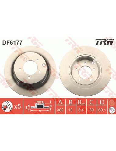 Disco de freno Trw DF6177 - TRW JGO DISCOS FRENO PROEQUIP