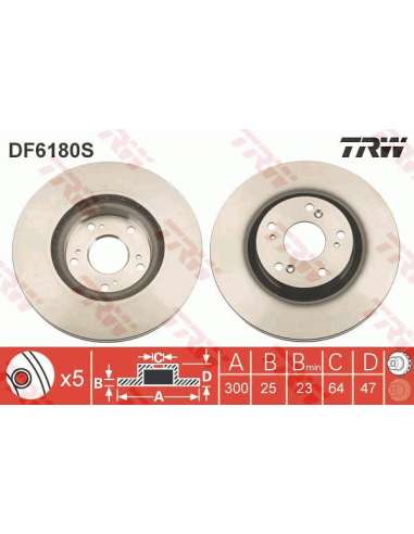 Disco de freno Trw DF6180S - TRW DISCO FRENO PROEQUIP