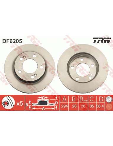 Disco de freno Trw DF6205 - TRW JGO DISCOS FRENO PROEQUIP