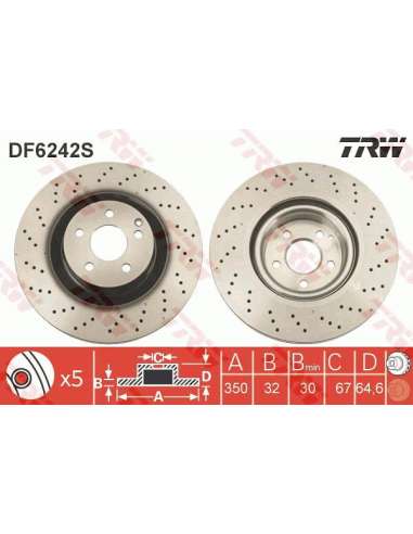 Disco de freno Trw DF6242S - TRW DISCO FRENO PROEQUIP