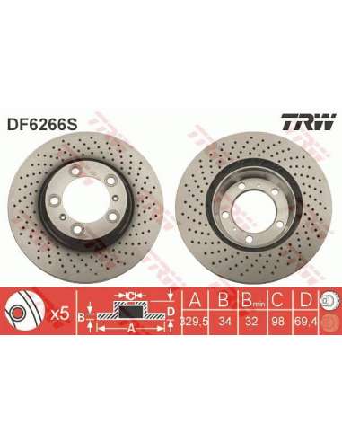 Disco de freno Trw DF6266S - TRW DISCO FRENO DEL. DERECH PROEQUIP