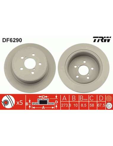 Disco de freno Trw DF6290 - TRW JGO DISCOS FRENO PROEQUIP