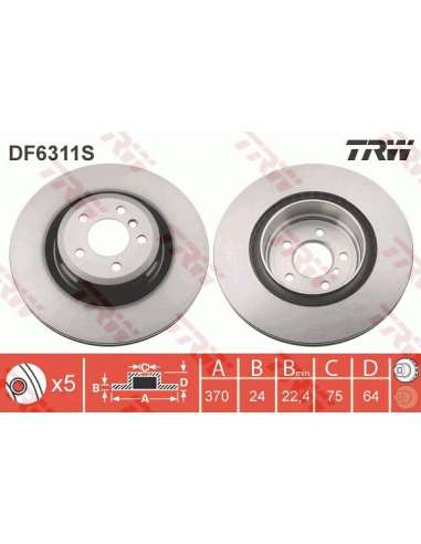 Disco de freno Trw DF6311S - TRW DISCO FRENO PROEQUIP