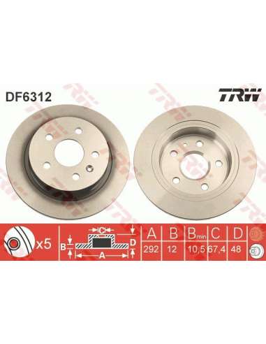 Disco de freno Trw DF6312 - TRW JGO DISCOS FRENO PROEQUIP