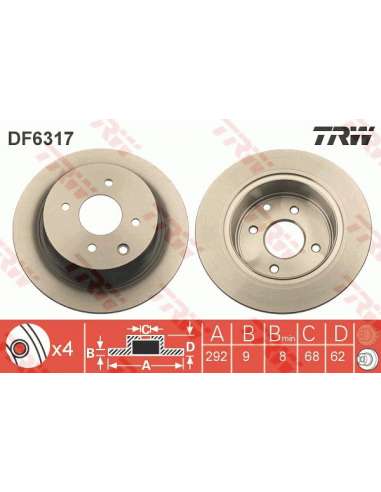 Disco de freno Trw DF6317 - TRW JGO DISCOS FRENO PROEQUIP