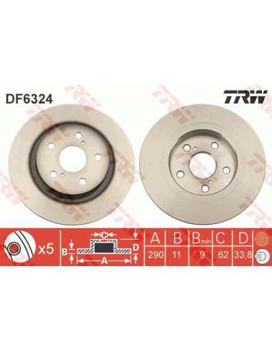 Disco de freno Trw DF6324 - TRW JGO DISCOS FRENO PROEQUIP