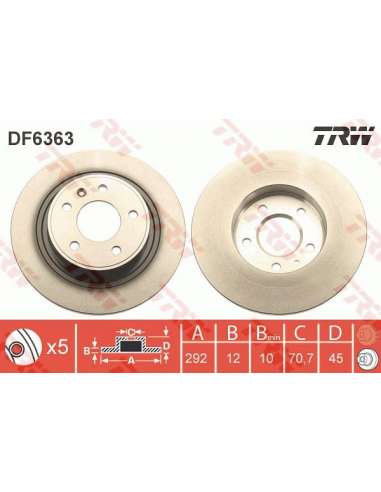 Disco de freno Trw DF6363 - TRW JGO DISCOS FRENO PROEQUIP