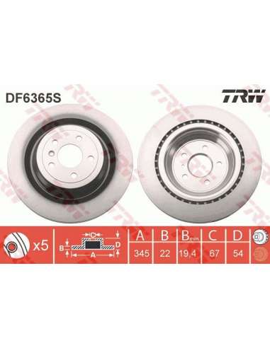 Disco de freno Trw DF6365S - TRW DISCO FRENO PROEQUIP