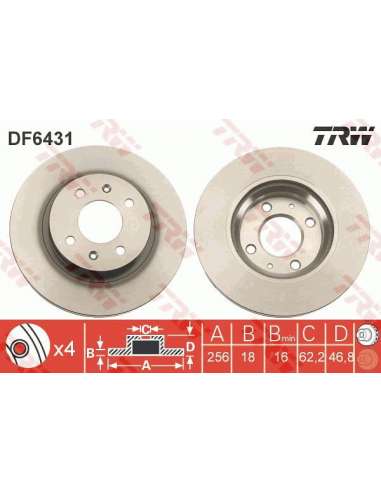 Disco de freno Trw DF6431 - TRW JGO DISCOS FRENO PROEQUIP