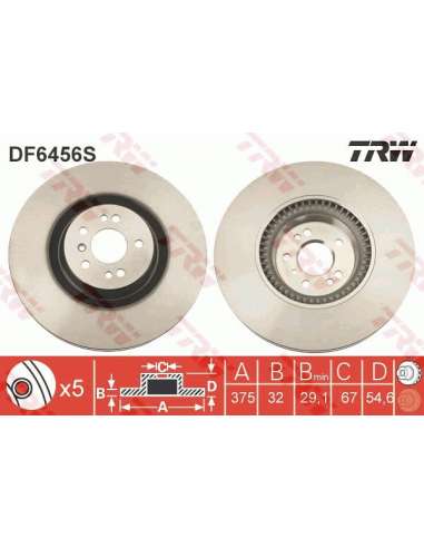 Disco de freno Trw DF6456S - TRW DISCO FRENO PROEQUIP