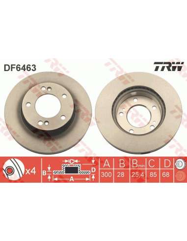 Disco de freno Trw DF6463 - TRW JGO DISCOS FRENO PROEQUIP