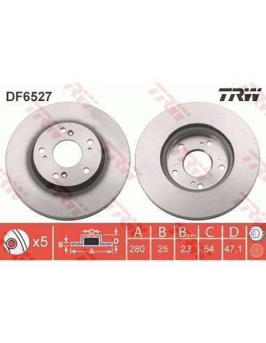 Disco de freno Trw DF6527 - TRW JGO DISCOS FRENO PROEQUIP